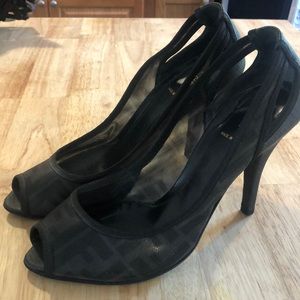 Fendi mesh pep-toe pump